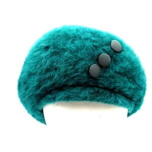 Kangol Teal Fuzzy Hat with Black Buttons